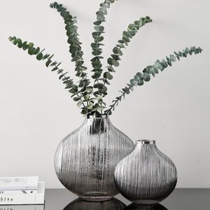 Vases nordique lumière luxe placage verre Vase décoration moderne créatif salon séché fleur Arrangement Table