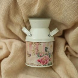 Vases Nordic Metal Flower Vase Paute de stylo Iron Art Vintage Vintage Contaiteur Small Bucket Arrangement