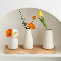 Vases Nordic minimaliste en céramique Vase Creative Living Room Simple White Bouteille Dry Ware Home Office Table Decor