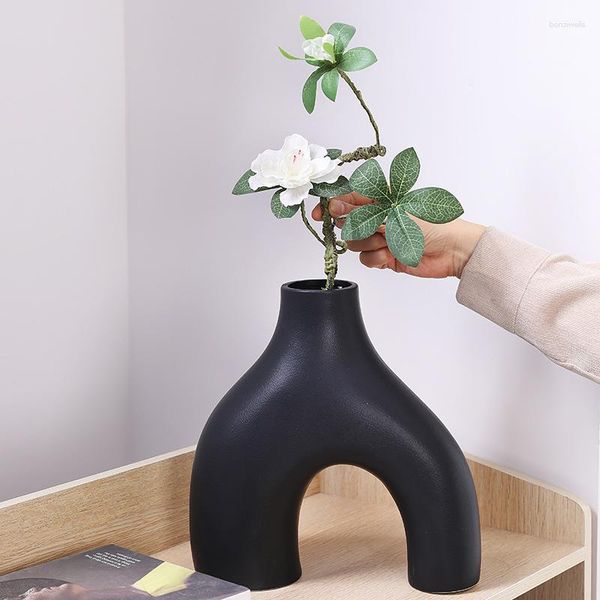 Vases Nordique minimaliste céramique vase ornements créatif salon meuble TV bureau fleur séchée décoration de la maison accessoires