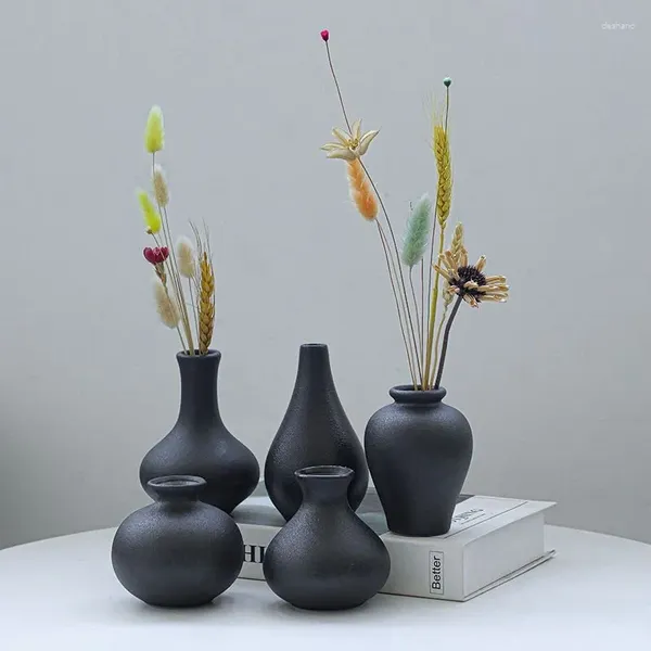 Vases nordique minimaliste petit vase noir bouteille de fleur en céramique salon décorations de bureau artisanat blanc
