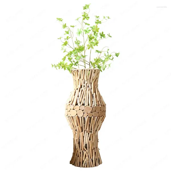 Vases Nordic Minimalist Style Vase en bois Vase salon Arrangement de fleurs Décoration TV Cabinet