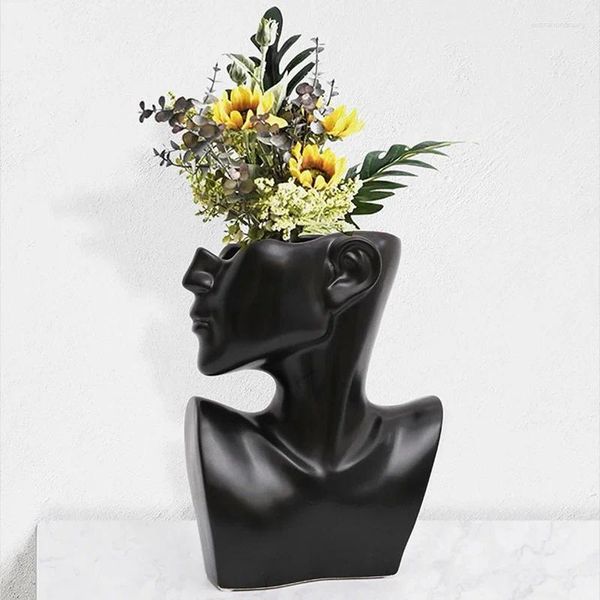 Vases Nordique Art moderne Figure humaine salon fleurs séchées Vase en céramique collier boucles d'oreilles affichage modèle ornements décor à la maison cadeaux