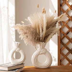 Vases Nordic moderne en céramique Vase Bowknot Flower Pot Home Room Decoration ACCESSOIRES INTÉRIEUR INTÉRIEUR OFFICE DE BURE