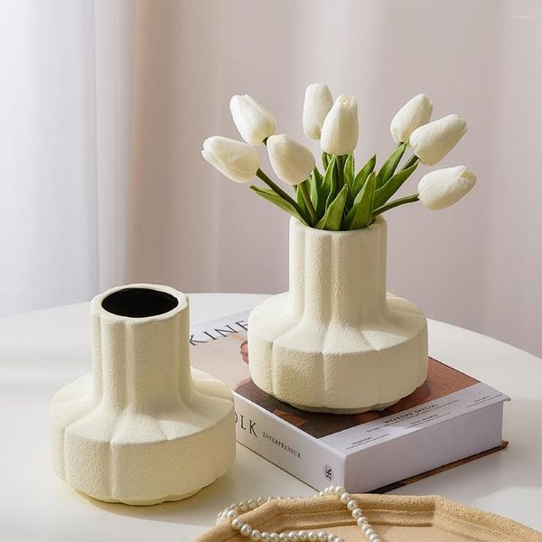 Jarrones Jarrón de cerámica moderno nórdico, mesa decorativa para habitación, maceta, arreglo de flores, contenedor, decoración de escritorio para el hogar y la sala de estar