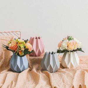 Vazen Noordse moderne keramische vaas macaron origami wit roze licht grijs blauw huis bruiloft slaapkamer woonkamer decoratie