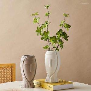Vases nordique moderne Simple Style abstrait femme tête Vase en céramique meubles Arrangement de fleurs sec salon bureau œuvre