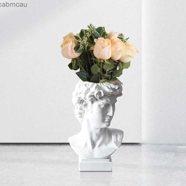 Vases Nordic Resin David Vase Face Head Intérieur Decorative Flowerpot Jars Modern Decoration Arrangements de fleurs Sculpture d'art de bureau