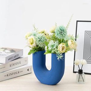 Vases Nordic Resin U Fase Vase Modern Style Decor for Office Kitchen Desktop Indoor Dining Room Home Flowers Sèche Ornements
