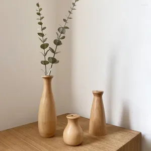 Vases Nordic Simple minimalisme Vase en bois pour les plantes Arrangement de fleurs en bois massif ornements de table