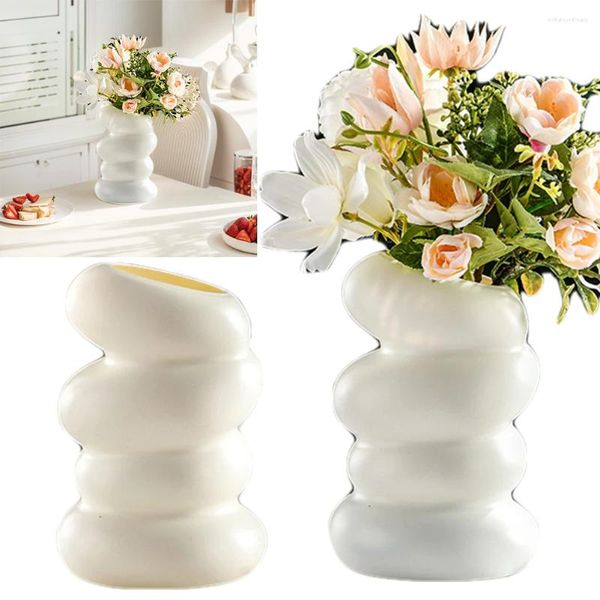 Vases Nordic Spiral Flower Pot Decorative esthétique Simple Desktop Vase Vase Lignes ondulées minimalistes pour l'ornement de bureau