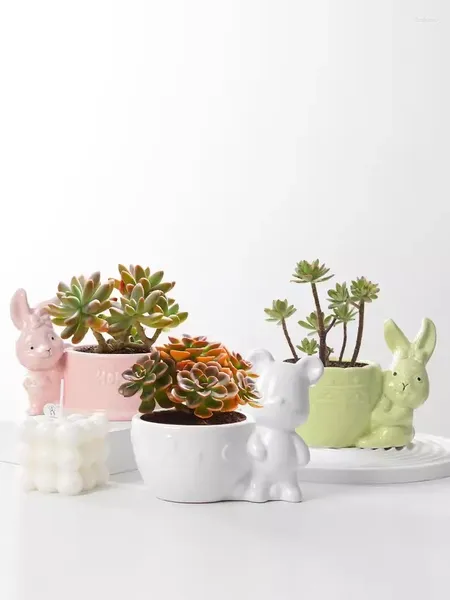 Vases Nordic Style Céramique Animal Fleur Pot anoon Mini succulentes plantes Pots Bonsaï Décoration de la maison