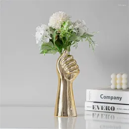 Vases Nordic Style Ceramics Vase moderne Creative Hand Fleurs Arrangement de fleurs à la maison Office Office de bureau Ornement