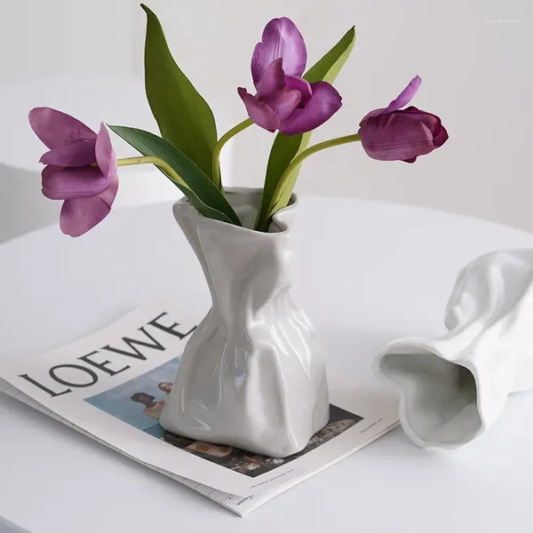 Vases Nordic Style Decor Home Céramique Vase salon Crème Decorative Flower Arrangement Art Aesthetics Indoor