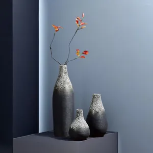 Vases Nordic Style Home Decor Vase Decoration Noire Céramique Snowflake Art Flower Arrangement Office esthétique Salle