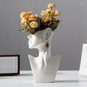 Vases Nordic Style Home Decor White Girl Face Vase Vase Salon ACCESSORIES DE BURANT