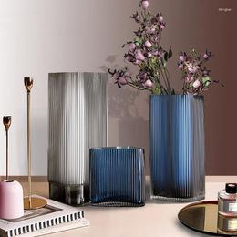 Vases Style nordique minimaliste verre esthétique hydroponique moderne bleu luxe Ikebana Jarrones Decorativos décor à la maison WZ50HP