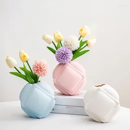 Vazen Scandinavische stijl Effen kleur Keramische vaas Moderne eenvoudige bloemstuk Flessen Thuis Woonkamer Desktop Ornamenten Kunstdecoratie