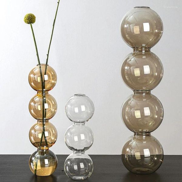 Vases Nordique Grand Vase En Verre Fleur Esthétique Hydroponique Petit Ikebana Design Moderne Transparent Wazony Luxe Décor À La Maison WK50VA