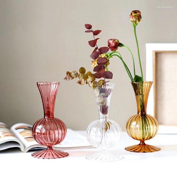 Vases Nordic Vintage Vase Vase Transparent Brun Brow Bubble Hydroponics Decorative Modern Geometric Artistic Exhibition