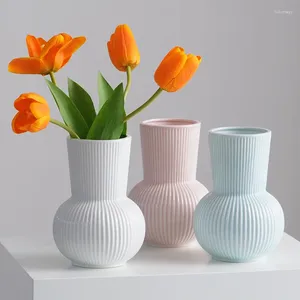 Vases Vase en céramique blanche nordique avec fleur séchée décoration de la maison table esthétique florale Mariage pour fleurs