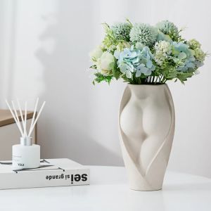 Vazen Scandinavische witte keramische vazen voor bloemen, bruiloft decoratie vaas sculptuur, vrouwen figuur beeldje, huiskamer decor, tafelornamenten