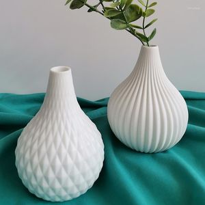 Vases nordique blanc Simple sphérique en céramique Vase de table pour décoration de salon décor à la maison ornement fleur décorative