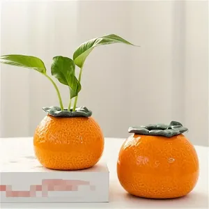 Vases pas facile déformation Orange hydroponique Vase réservoir de thé Mini mignon fruits planteur forme plante pot de fleur petit laboratoire