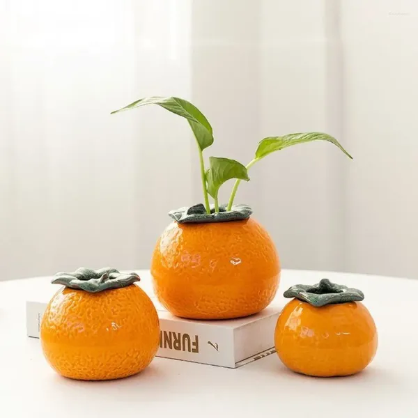 Vases pas faciles déformation orange vase hydroponique vase durable mini-forme de plante fleur pot jardinière de fruits mignons vert