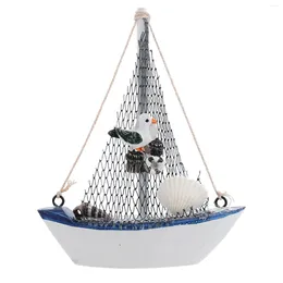 Jarrones juguetes oceánicos modelo de navegación decoración mediterránea de barco de madera velero de madera estatuilla artesanal junto al mar
