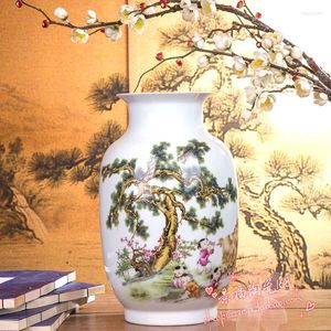 Vazen van Jingdezhen Ceramics Porselein vaasfiguur woonkamer tv -kastdecoratie De lente komt in volledige vorm.