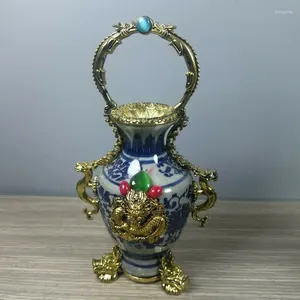 Vases Old Chinese Copper Clad Porcelain Incrup Jade Vase fait à la main Qianlong Mark