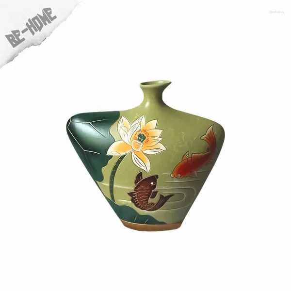 Vases Vase en céramique peint avec motif préhistorique, illustration ethnique, étagère d'étude, ornements de garde-robe à vin