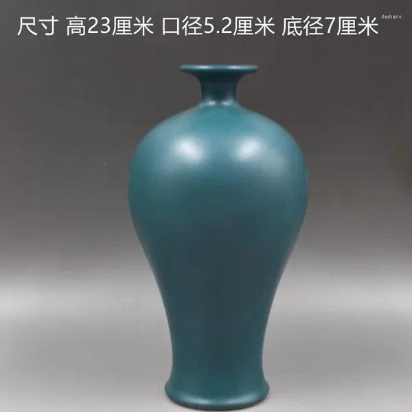 Vases Peacock Green Glaze Plum Home Decoration Old Goods Antique Porcelain Ceramic Vase Room Decor Pure Color Florero Gift