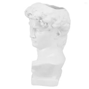 Vases Porte-stylo Statue grecque Décor David Unique Fun Vase Porte-pinceaux de maquillage Fleurs mignonnes