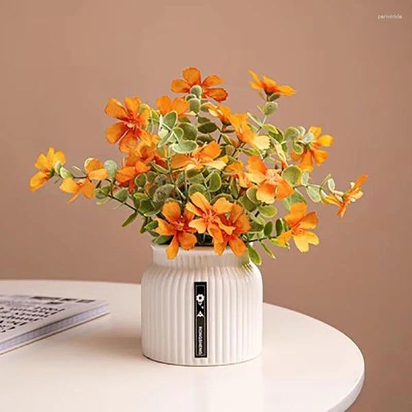 Vases Fleurs artificielles de pivoine simulées petites plantes en pot décorations de fleurs haut de gamme pour le salon