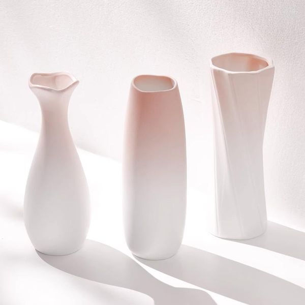 Vases Vase en céramique dégradé rose, décoration de table basse