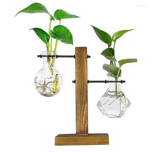 Vazen planten terrarium met houten standaard bureaublad waterplanting glazen vaas eenvoud voor hydrocultuur thuiskantoor decor