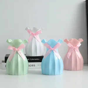 Vases en plastique coloré, résistant à la rupture, sans bavure, conteneur en Pot, ornements, couleur Macaron, Pot de fleur artisanal