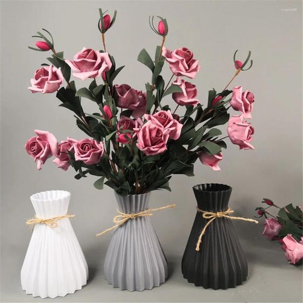 Vases à fleurs en plastique pour centres de table, Imitation céramique, plantes décoratives, incassables, pour la maison et le bureau