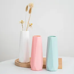 Vases en plastique Vase de fleur mode style nordique imitation céramique arrangement diamant design moderne pot salon
