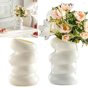 Vases Plastic Spiral Vase Decorative Flower Pot Aesthetic Creative Desktop Lignes ondulées minimalistes pour chambre à coucher pour le salon