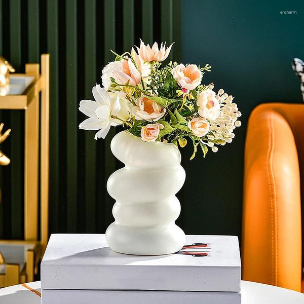 Vases en plastique en spirale blanc vase Hydroponic Pot Decoration