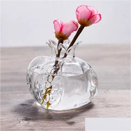Vases Pomegranate Vase Glass Home décor Fruit Room Creative Cachepot Decoration Flower Drop Livilar Garden DH6EO