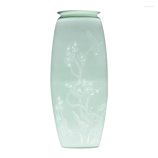 Vases Porcelaine peinte à la main Rice Patternel Décoré Vase Egg Flower Arrangement salon Curio étagères