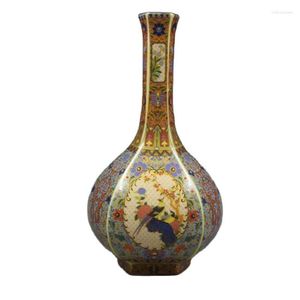 Vases Qing Yongzheng Année Or Émail Fleurs Et Oiseaux Vase Antique Maison Porcelaine Ornements Boutique Collection
