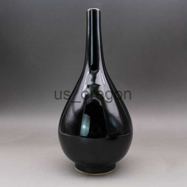 Jarrones Qing Yongzheng año marca espejo negro esmalte Gall jarrón Jingdezhen antiguo jarrón de cerámica colección Boutique x0630