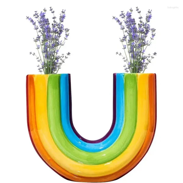 Vases Vase Rainbow Vase for Flowers Decorative Flower Floral Decor Table Table Centres de table