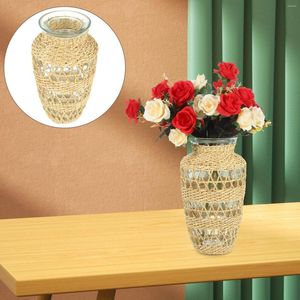 Vases Verre Verre Vase tissée Hand Decor Rustique Simple Table Table Flower Pot Decoration For Girl