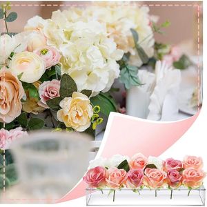 Vases à fleurs acryliques rectangulaires pour table de salle à manger de mariage à la maison Design de pièce maître